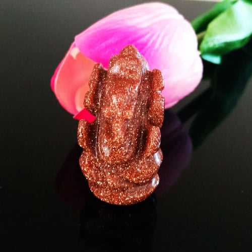 Carved Sunstone/Sandstone Small Ganesha Statue