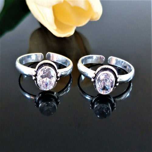 Adjustable Pure Silver CZ Toe Rings