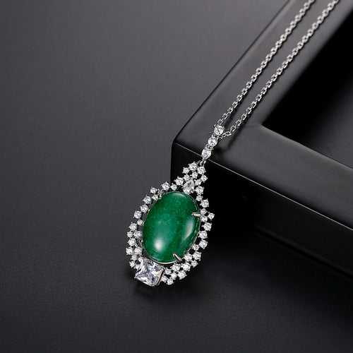 Jade CZ Pendant with Chain