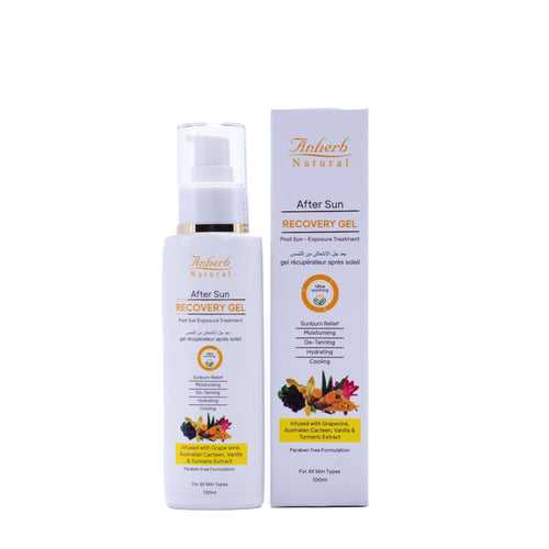 Anherb Natural After Sun Recovery Gel, UV - A & UV - B Protection | Paraben Free Formulation| All Skin Types|100 ml