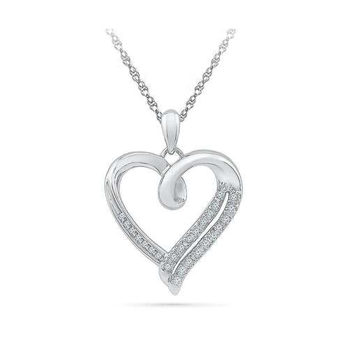 Heart Elegance Diamond Silver Pendant