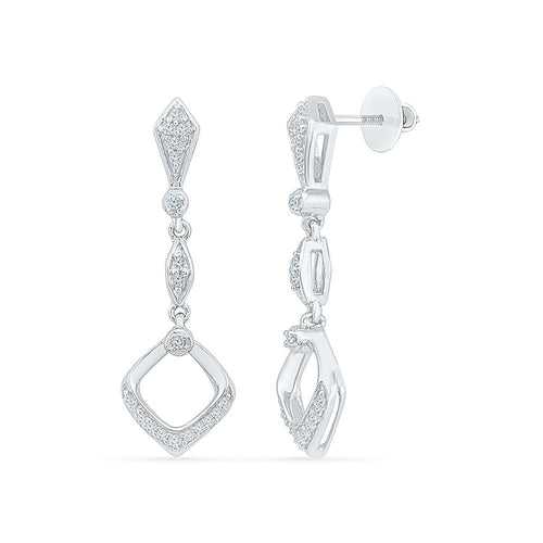 Rhombus Swing Diamond Silver Danglers