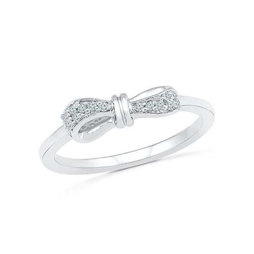 Bow Tie Diamond Midi Silver Ring