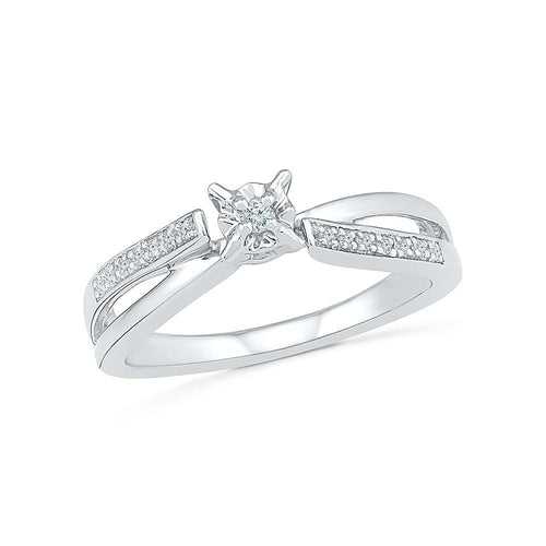 Gleeful Diamond Engagement Silver Ring