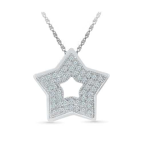 Sparkling Star Diamond Silver Pendant