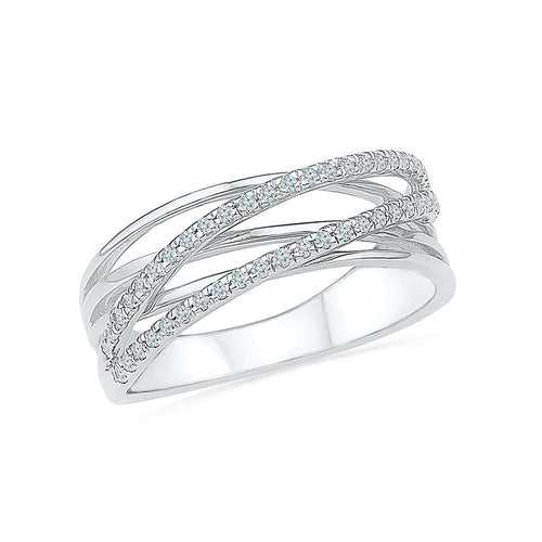 Glitzy Ripples Everyday Diamond Silver Ring