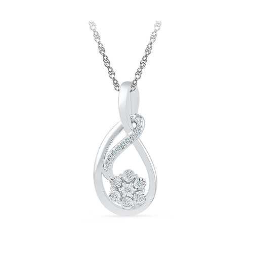 Floral Vine Diamond Silver Pendant