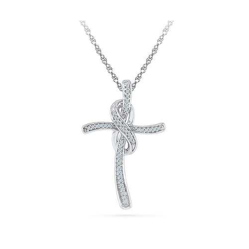 Amazing Grace Diamond Cross Silver Pendant