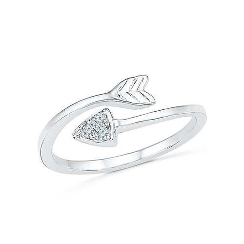 Mini Arrow Diamond Midi Silver Ring