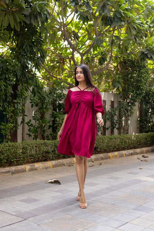 BURGUNDY MIDI DRESS