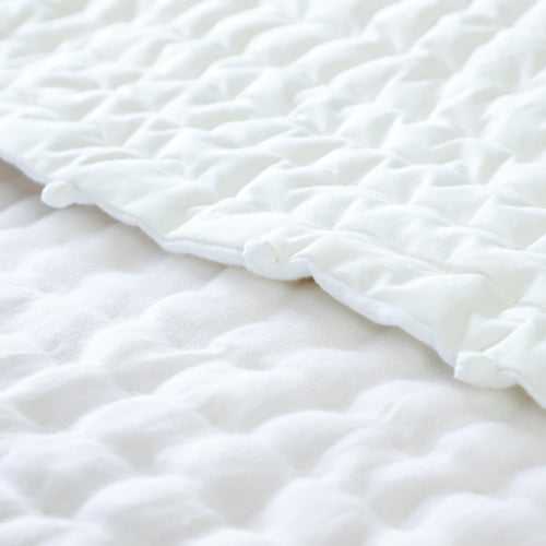 Ivory Linen Quilt With Pom Poms