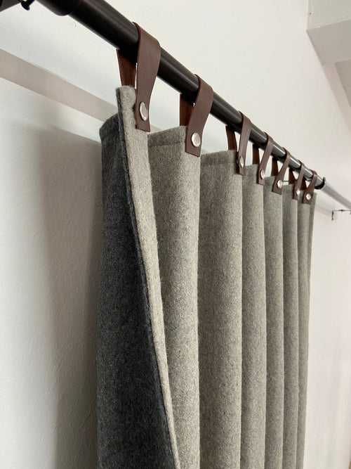 Double Layer Wool Curtains With Leather Tabs