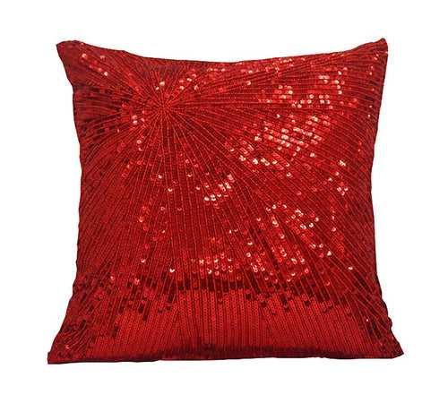 Red Sequin Starburst Pillow Cover