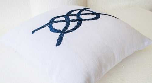 Linen Pillow, Nautical Throw Pillow Cover, White Pillow Cushion Cover