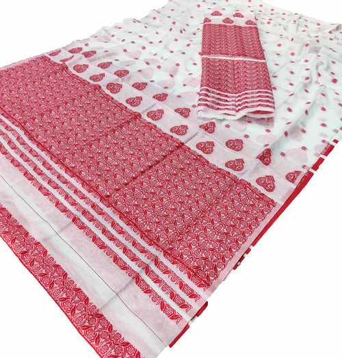 Weaving Dhaga Work AC Cotton* Mekhela Sador - King Khap & Small Buti
