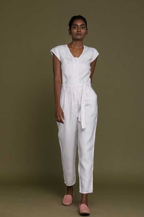Evening Chai Jumpsuit in White