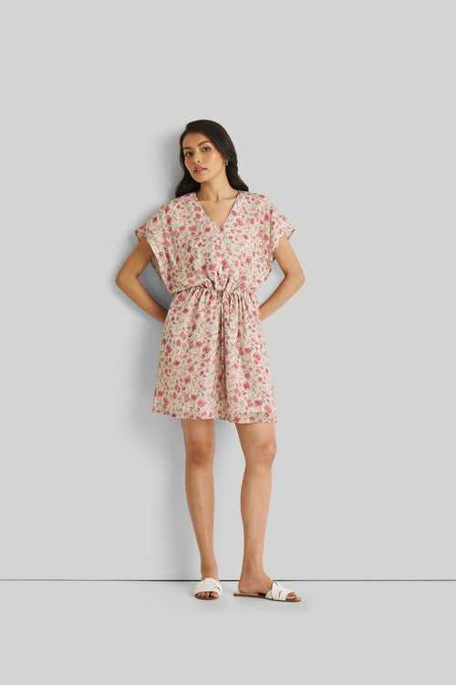 Relaxed Drawstring Floral Dress