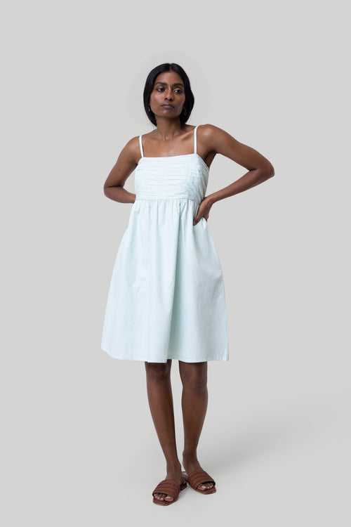 Ruched Strappy Dress in Mint