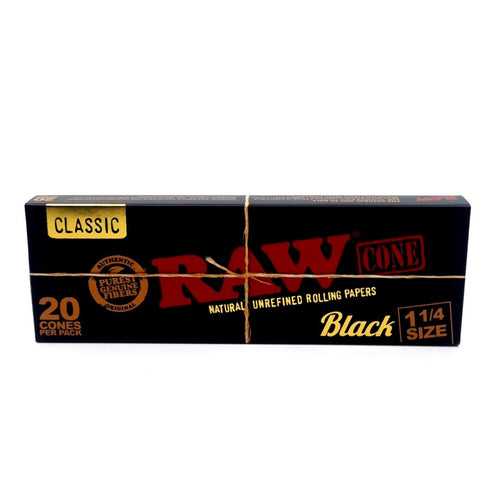 RAW Black - 1 1/4 Size Cones (Pack of 20)