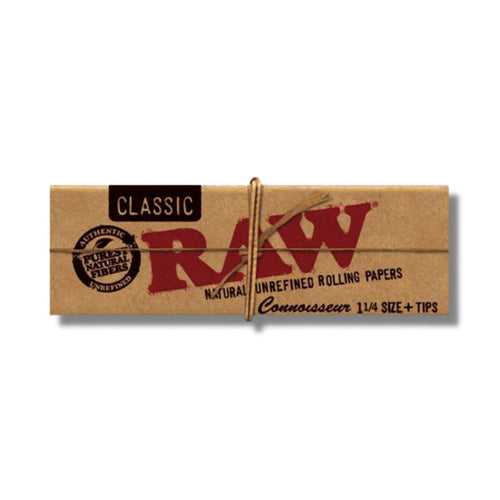 Raw Classic Connoisseur 1 1/4th Skins + Pre Rolled Tips