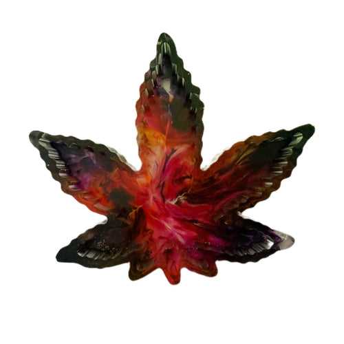 BK - Weed Leaf Ashtray - Purple, Yellow & Pink (Abstract)