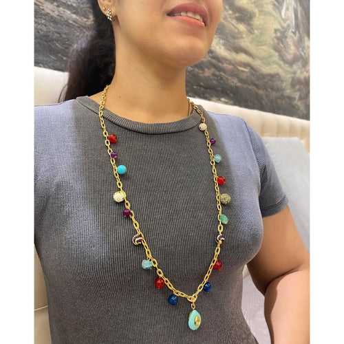 Multicolored Gemstone Chain Necklace