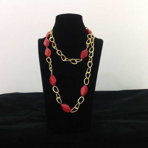 Candy Red with Golden Chain Necklace