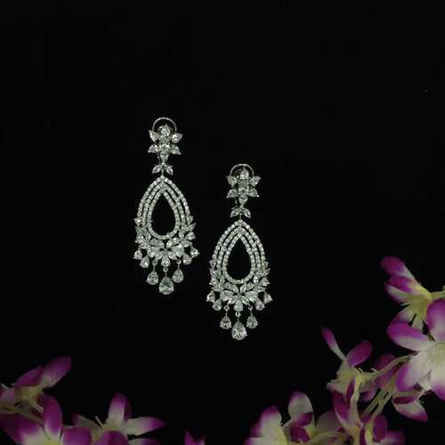 White Rhodium Zircon Dangler Earrings