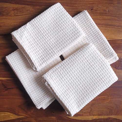 Quick Dry Waffle Hand Towel Set of 4 - Natural Ecru