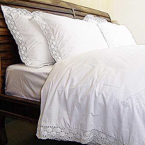 Duvet Cover Crochet Border - White