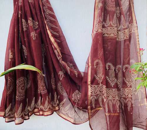 Kota Silk Block Printed Saree-DSFOKOSASK12022