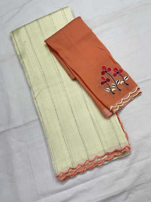Mangalagiri Silk / Cotton Zari Linen Saree-RSSELISACT592238