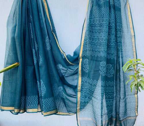 Kota Silk Block Printed Saree-DSFOKOSASK12010