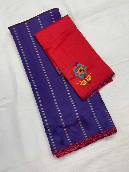 Mangalagiri Silk / Cotton Zari Linen Saree-RSSELISACT592215