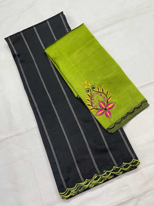 Mangalagiri Silk / Cotton Zari Linen Saree-RSSELISACT592210