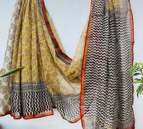 Kota Silk Block Printed Saree-DSFOKOSASK12049