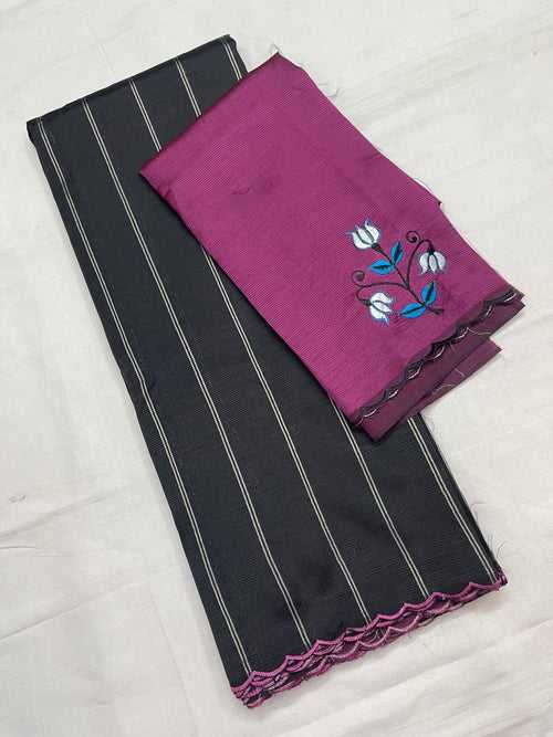 Mangalagiri Silk / Cotton Zari Linen Saree-RSSELISACT592216