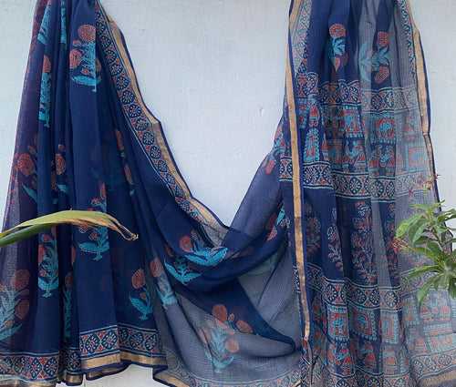 Kota Silk Block Printed Saree-DSFOKOSASK12023