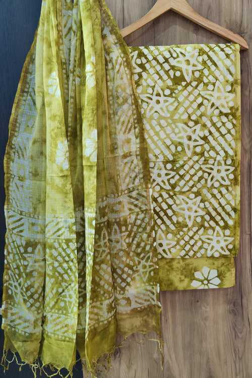 Cotton Hand Block Printed Dress Material With Kota Dupatta-DSFOKOOCT12057