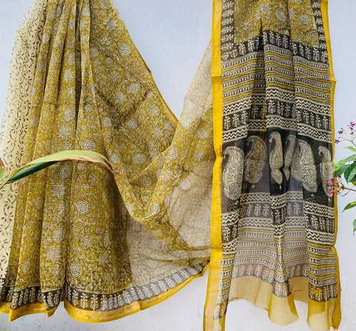 Kota Silk Block Printed Saree-DSFOKOSASK12037