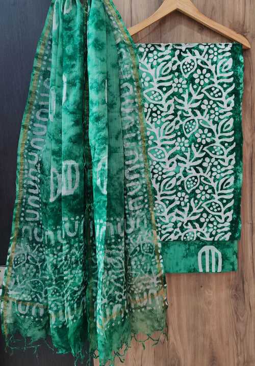Cotton Hand Block Printed Dress Material With Kota Dupatta-DSFOKOOCT12055
