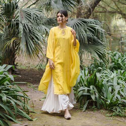 Mudrā Yellow Chanderi Kurta