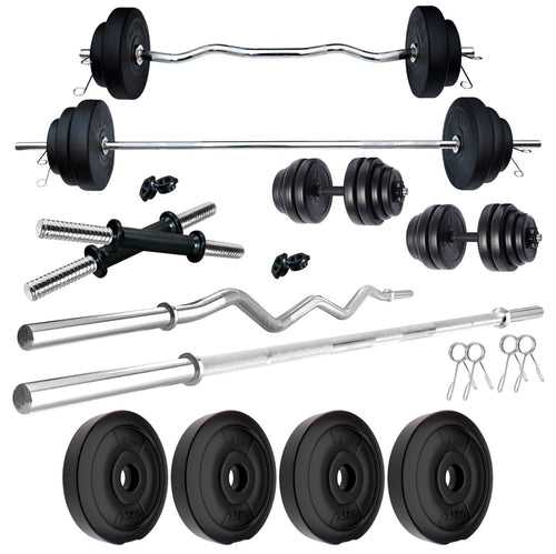 Kore PVC 10-100 kg Home Gym Set with One 3 Ft Curl + 4 Ft Plain Rod and One Pair Dumbbell Rods (PVC-COMBO42-WB-WA)
