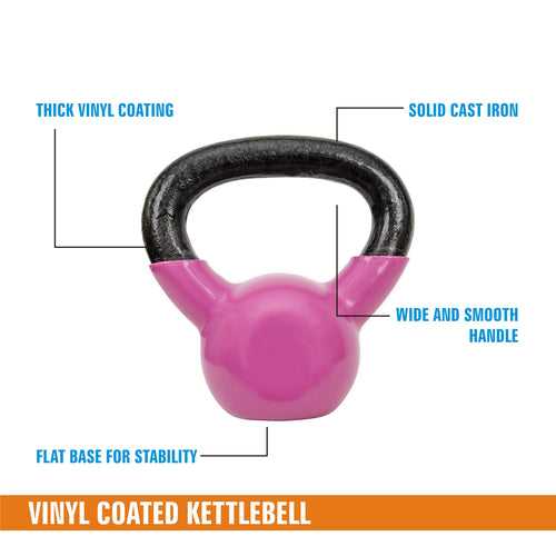 Kore Vinyl Coated Cast Iron 2-40 Kg Kettlebell Weight, for Full Body Workout and Strength Training (VINYL-KETTLEBELL)