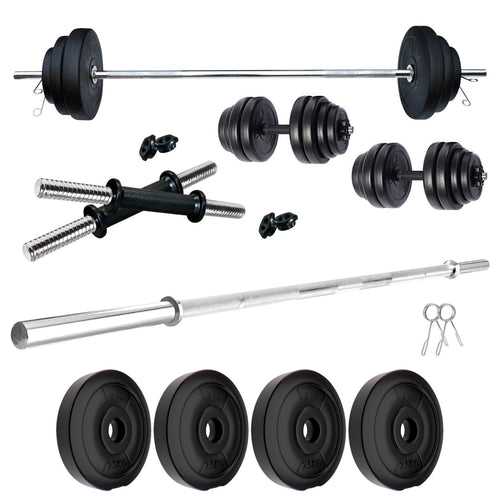 Kore PVC 10-100 kg Home Gym Set with One 4 Ft Plain and One Pair Dumbbell Rods (PVC-COMBO9-WB-WA)