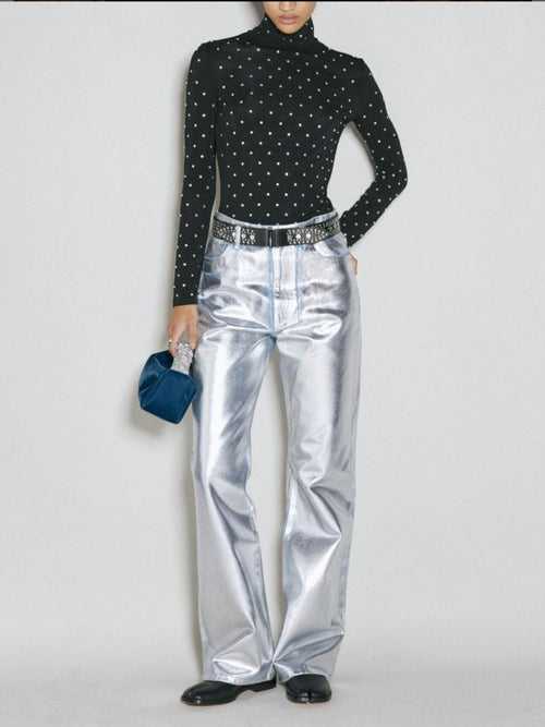 Metallic Denim Pants