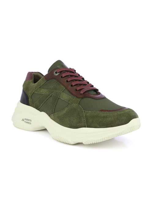 Alberto Torresi Olive Laceup Sports Shoes