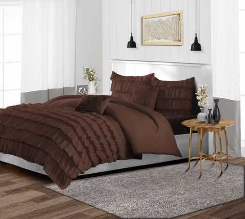 Chocolate Multi Ruffled Duvet Cover