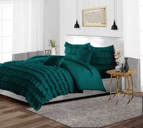 Teal Multi Ruffled Duvet Cover