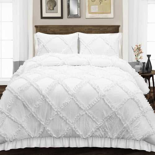 White Diamond Ruffled Duvet Cover